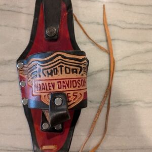 Harley-Davidson Leather Tool Pouch in Black, Red, and Tan